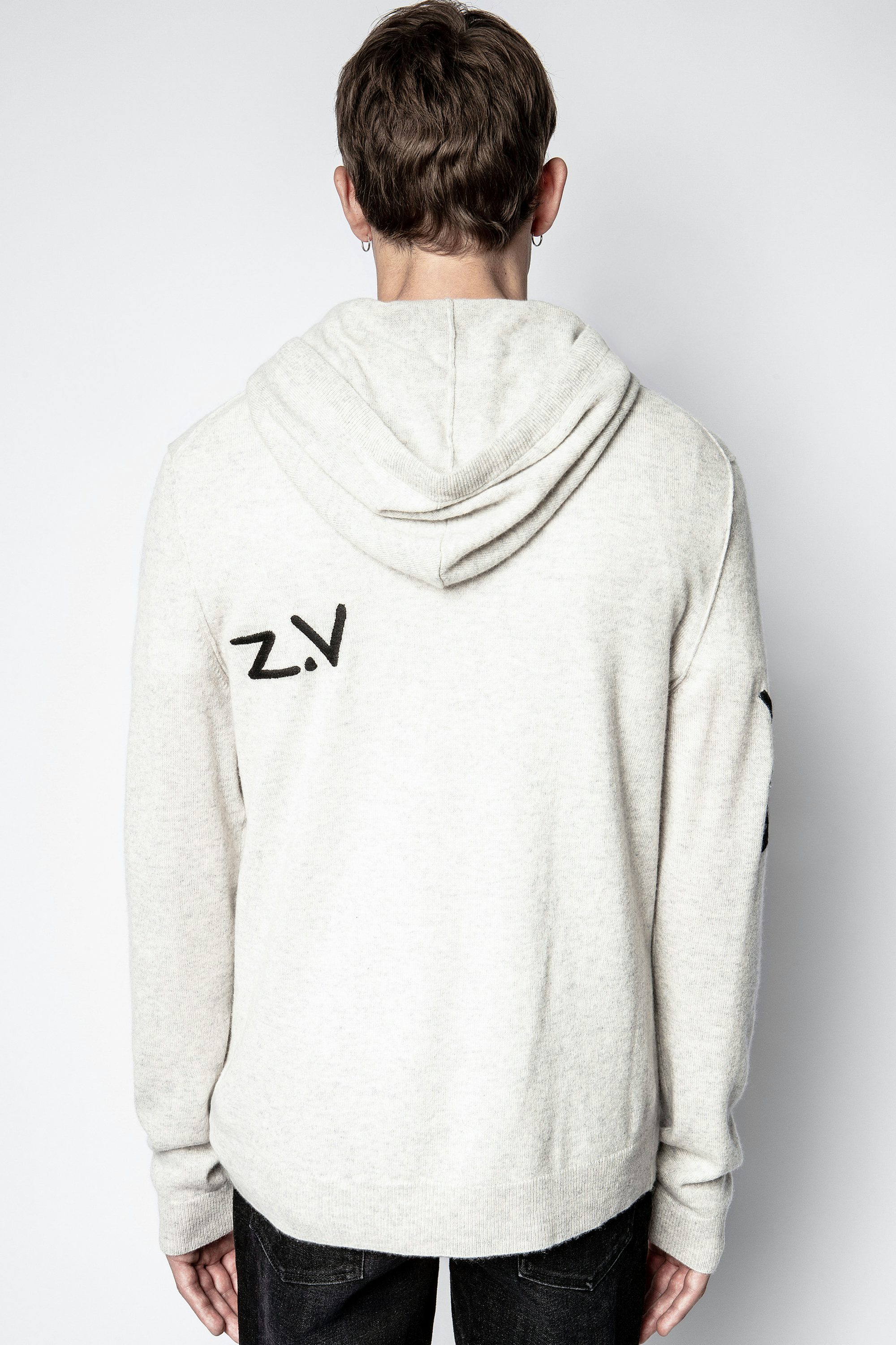 Pullover Clay Cachemire Jormi - Weißer Herrenpullover aus Kaschmir mit Kapuze.